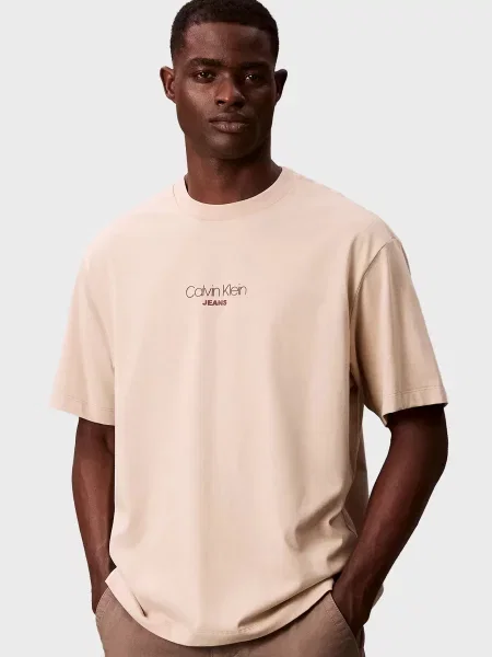 Графічний футболка Calvin Klein Jeans бежева