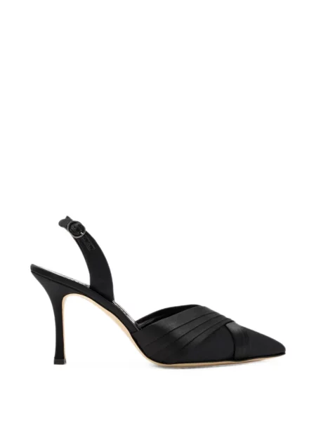 Pantofi cu toc Manolo Blahnik slingback cu bretele negru