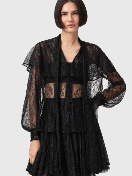 Однотонная блузка Allsaints черная