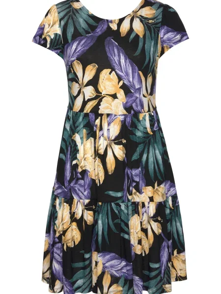 LASCANA Rochie galben deschis / verde închis / mov prună / negru alb