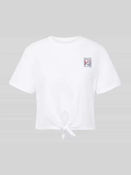 T-shirt z detalem wiązania i okrągłym dekoltem Rich & Royal biała
