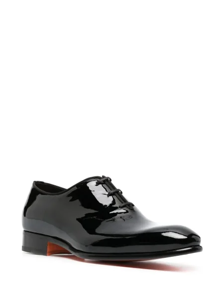 Кожени ниски обувки Santoni от лакирана кожа черно