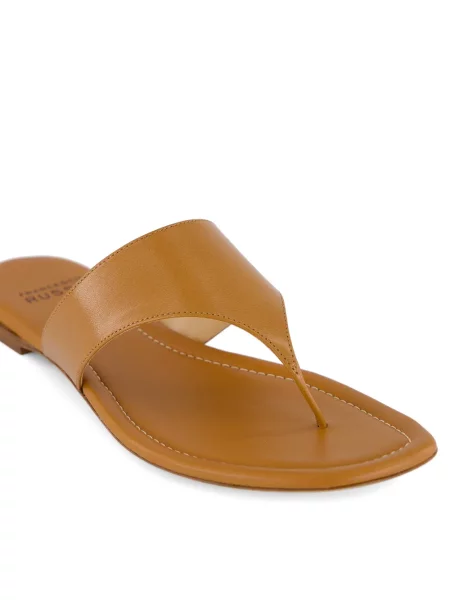 Sandale Francesco Russo din piele fără toc maro