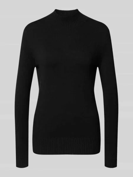 Sweter z dzianiny o kroju regular fit ze stójką Christian Berg Woman czarny