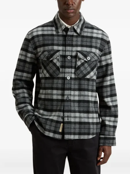 Cămașă Woolrich de lână în carouri negru