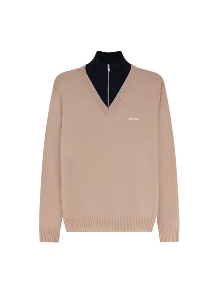 Sweter Miu Miu z kaszmiru z logo beżowy