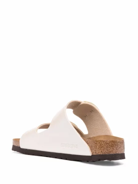 Sandale Birkenstock din piele cu cataramă alb