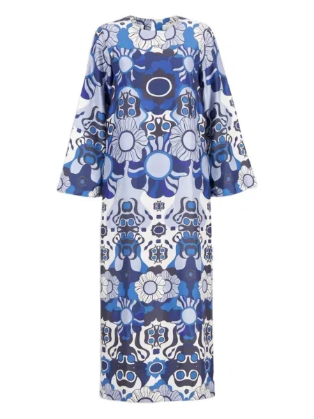 Sukienka midi Paula do kolan garniturowa niebieska