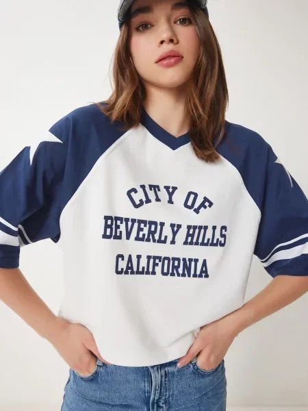 Happiness İstanbul Tricou bleumarin alb