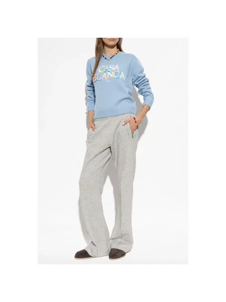 Sweter Casablanca z logo niebieski