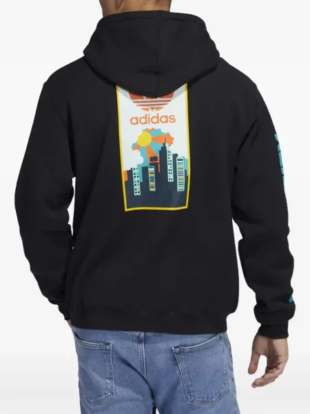 Tricou polo Adidas cu dungi alergare cu autograf negru