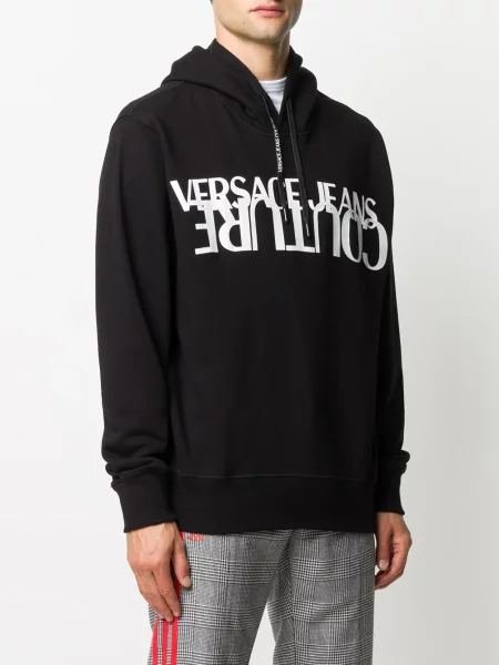 Hanorac cu glugă Versace Jeans Couture cu imagine negru