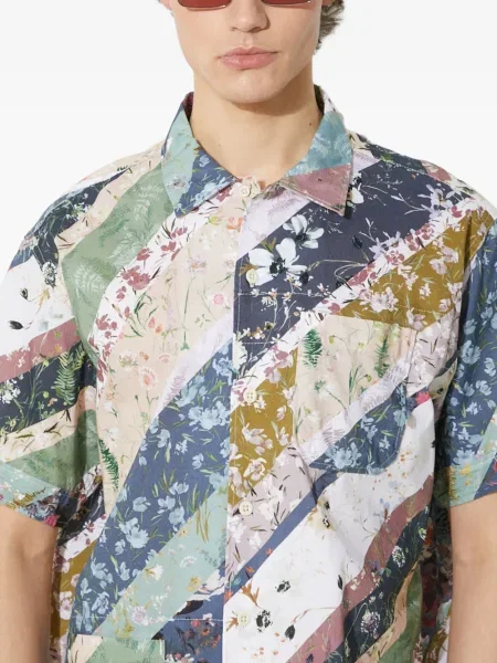 Cămașă Engineered Garments cu model floral scurtă verde