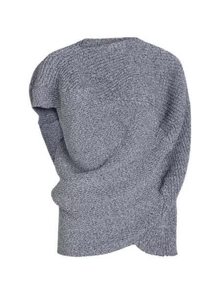 Top Issey Miyake asimetric cu strasuri gri