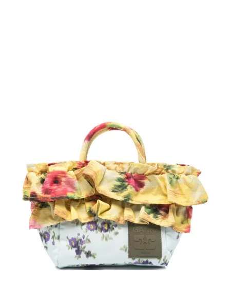Geantă shopper Ganni cu volane galben