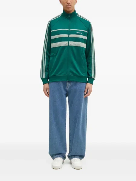 Hanorac cu glugă Adidas cu broderie verde