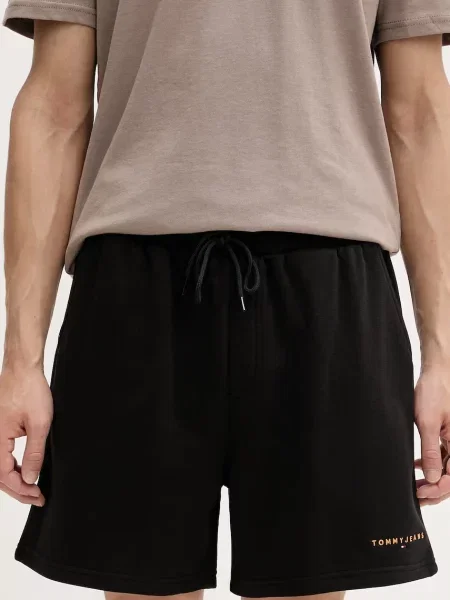 Tommy Jeans Trenirka kratke hlače z bombažem črna