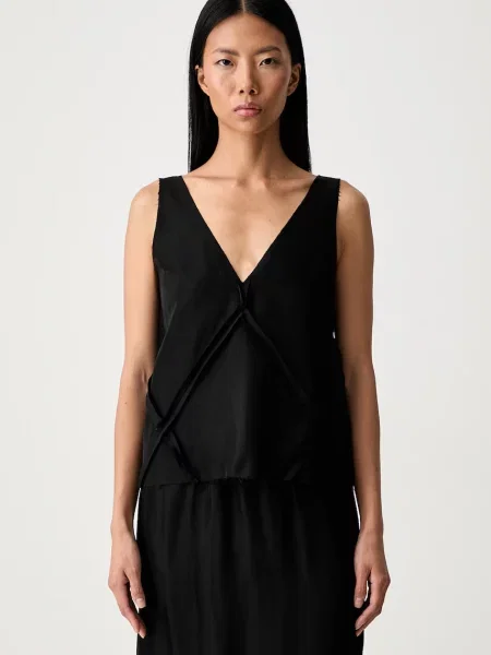 Maison Margiela top z acetatom črna