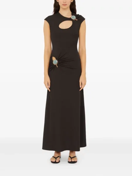 Rochie maxi Christopher Esber cu strasuri de costum negru