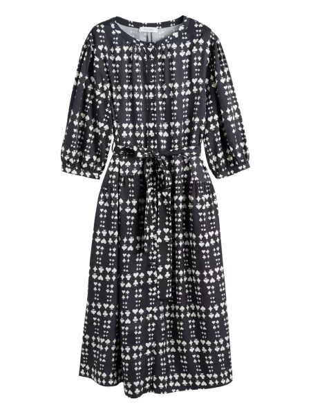 Rochie midi Chinti & Parker cu motiv cu inimi până la genunchi de costum negru