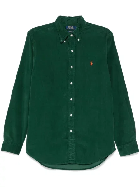 Koszulka Polo Ralph Lauren sztruksowa w kratkę zielona