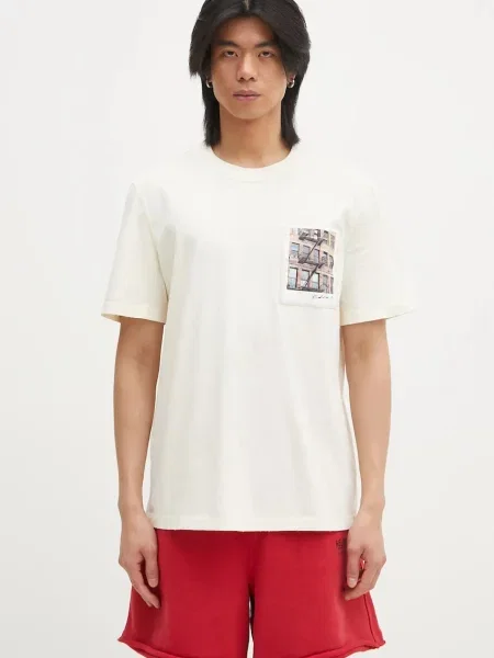 Majica Helmut Lang Pstcard T Bldng.Mal za muškarce s tiskom bež