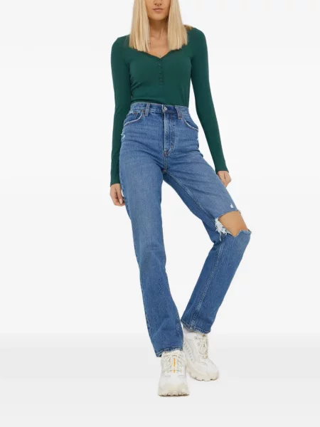 Blugi drepți Abercrombie & Fitch albastru