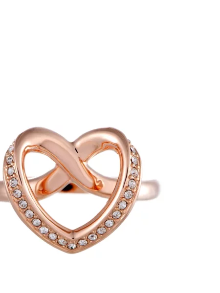 Inel Swarovski cu motiv cu inimi roz