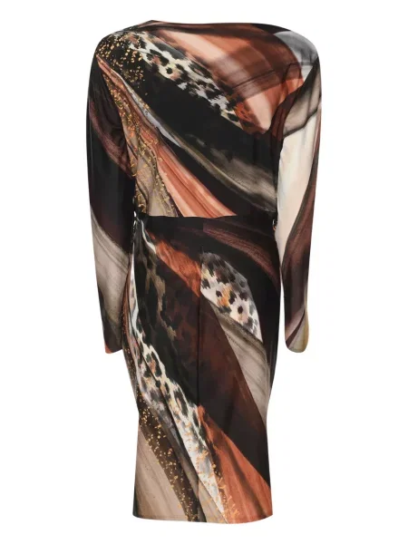Rochie midi Roberto Cavalli cu imagine maro