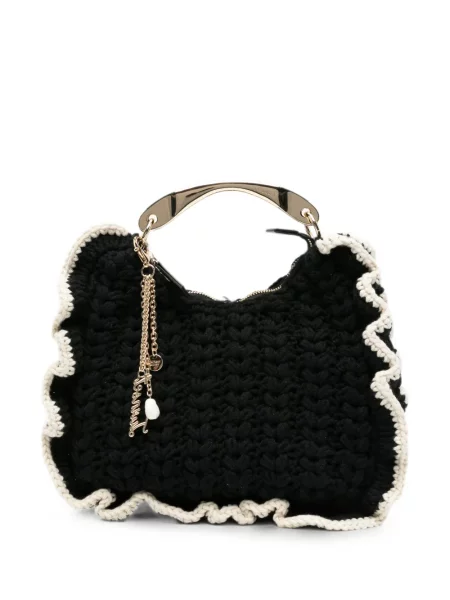 Geantă shopper Twinset cu volane negru