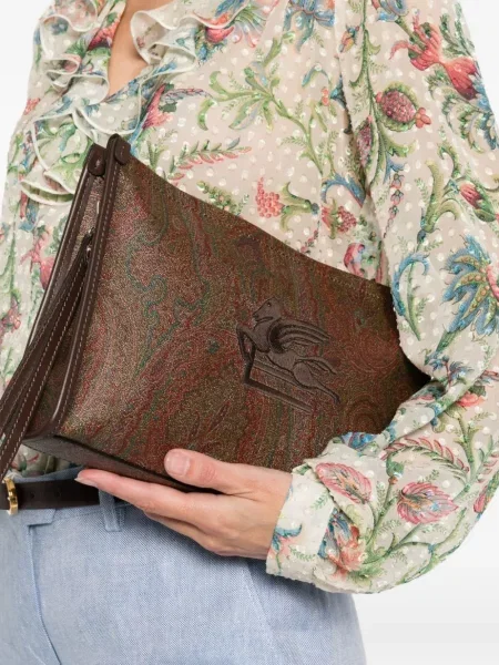 Geantă Etro cu model paisley maro