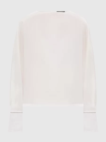 Блуза із шовку з фігурним вирізом Peserico біла