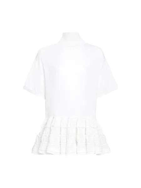 Lniany sweter z golfem Alaïa biały
