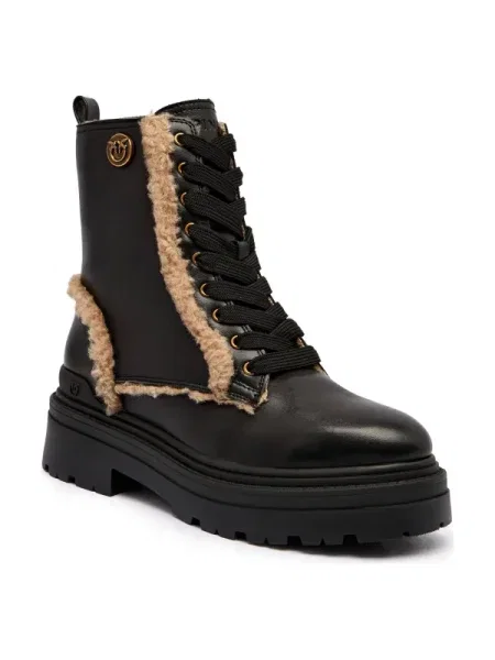 Pinko De piele botine MIA 18 | shearling negru