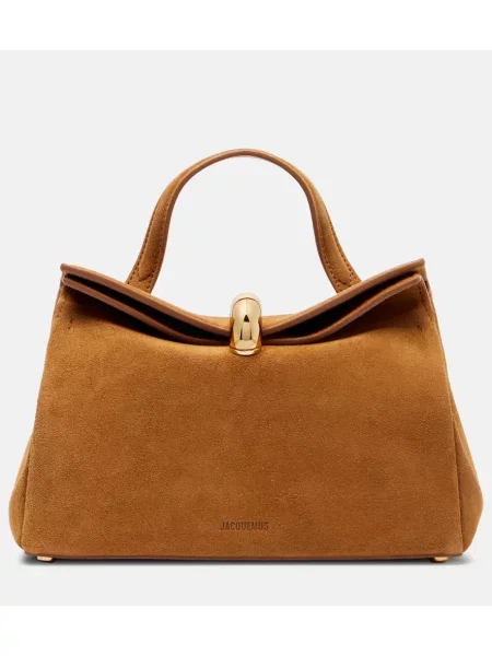 Geantă Jacquemus din piele de căprioară maro