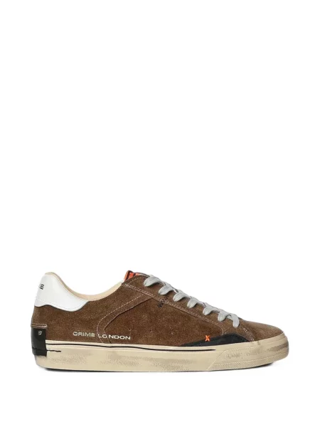 Sneakerși Crime London din piele zdrențuiți maro
