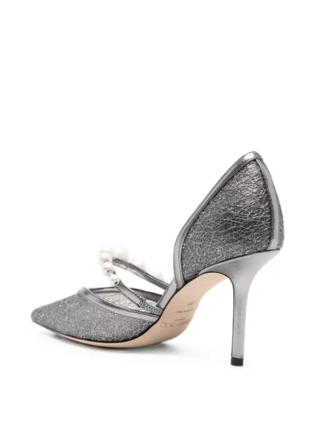 Pantofi cu toc Jimmy Choo cu perle gri
