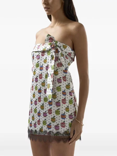 Rochie mini Gcds cu imagine din dantelă de costum alb
