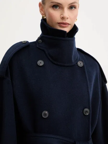 Шерстяное пальто Max&co синее