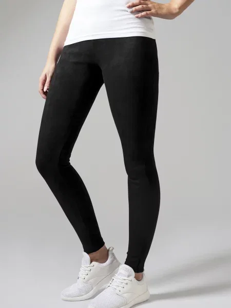Leggings Urban Classics din piele de căprioară negru
