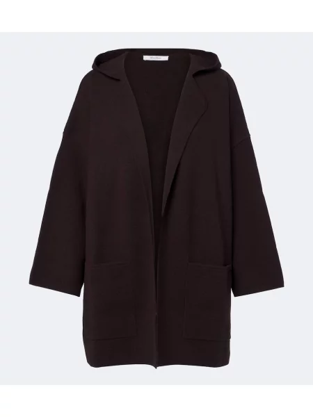 Cardigan Max Mara de lână cu glugă maro