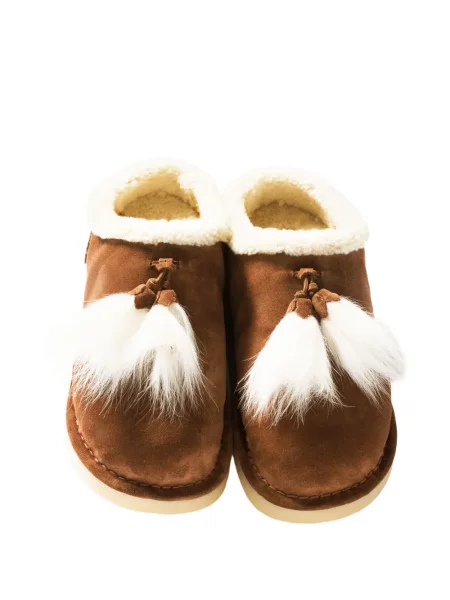 Pantofi loafer Miu Miu din piele de căprioară slip-on maro