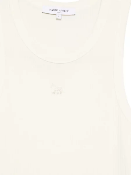 Vestă Maison Kitsune cu broderie cu nervuri alb