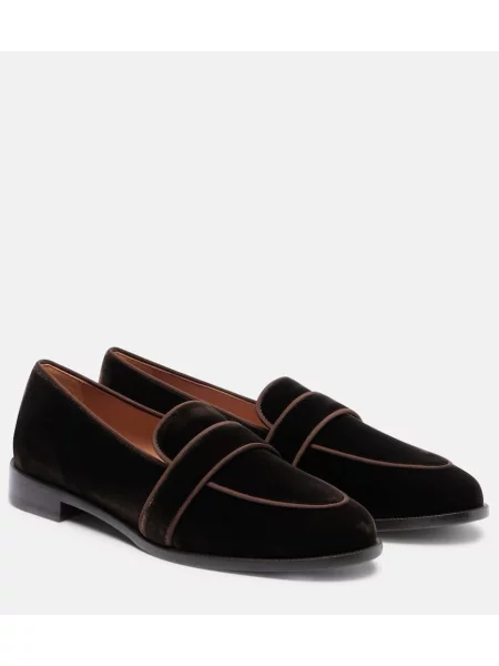 Pantofi loafer Aquazzura de catifea maro