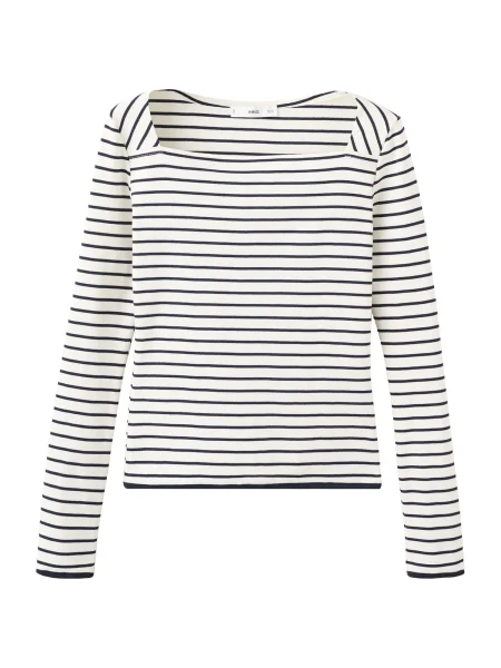 MANGO Tričko PORTA / offwhite černá