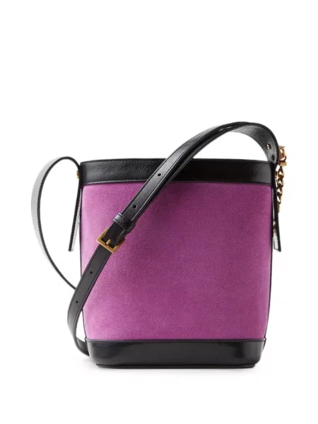 Geantă Versace din piele de căprioară violet