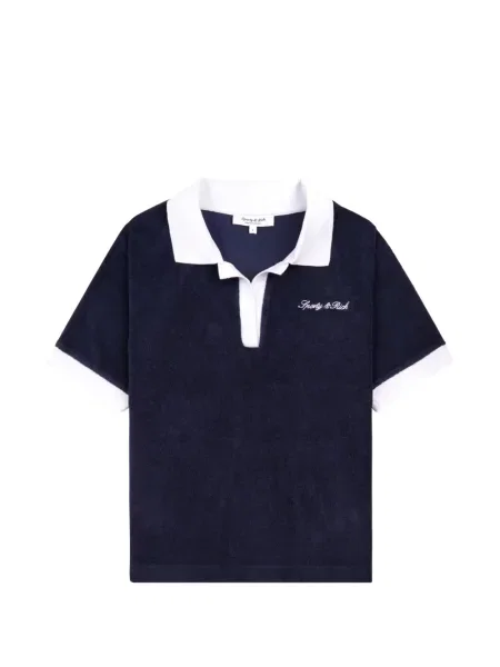 Tricou polo Sporty & Rich cu broderie din material terry albastru
