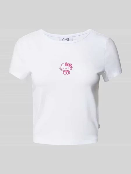 T-shirt z o kroju slim fit z wyhaftowanym motywem Review biała