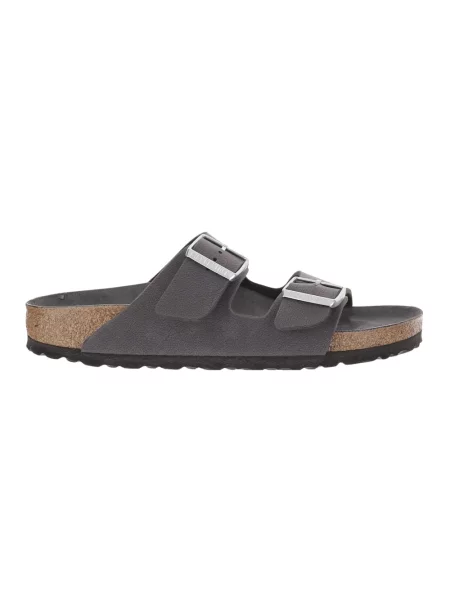 Klapki Birkenstock skórzane szare