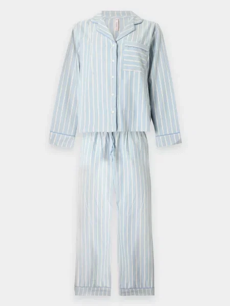 Hunkemöller Pijama albastru deschis alb